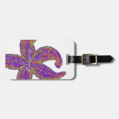 紫色のヒトデのサンダー_コーブ任意の色 ラゲッジタグ (正面横)