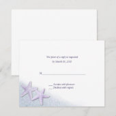 紫色のヒトデのビーチ結婚式RSVPカード 出欠カード (正面/裏面)