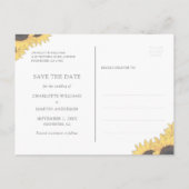 紫色のヒマワリの木のライトウェディング日付を保存 案内ポストカード (裏面)