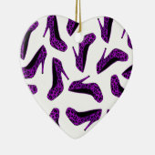 紫色のヒョウのアニマルプリントのハイヒールの靴のプリント セラミックオーナメント (右)
