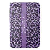 紫色のヒョウのアニマルプリント バスマット (正面縦)