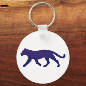 紫色のヒョウのシルエット – 背景カラーを選択 キーホルダー (正面)