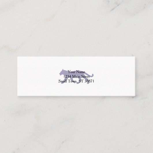 紫色のヒョウのシルエット – 背景カラーを選択 スキニー名刺 (正面)