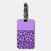 紫色のヒョウのプリントのカスタムのモノグラム ラゲッジタグ (裏面縦)
