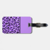 紫色のヒョウのプリントのカスタムのモノグラム ラゲッジタグ (裏面横)