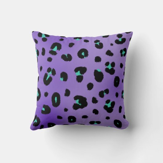 紫色のヒョウのプリントのモノグラムの枕 クッション (裏面)