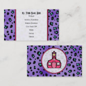 紫色のヒョウのプリントの先生のファッションビジネスカード 名刺 (正面/裏面)