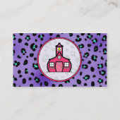 紫色のヒョウのプリントの先生のファッションビジネスカード 名刺 (裏面)