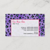 紫色のヒョウのプリントの足のプリントの名刺 名刺 (裏面)