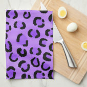 紫色のヒョウのプリントパターン キッチンタオル (四つ折り)