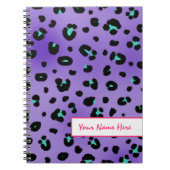 紫色のヒョウの螺線形のパーソナライズなノート ノートブック (正面)