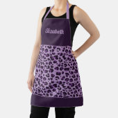 紫色のヒョウ印刷トレンディーガーリー（名前あり） エプロン (インサイチュ)