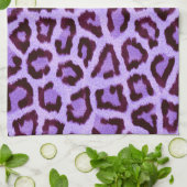 紫色のヒョウ柄 キッチンタオル (折り畳み)