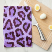 紫色のヒョウ柄 キッチンタオル (四つ折り)