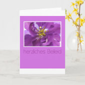 紫色のヒラクスパー悔やみや弔慰カードドイツ カード (黄色い花)