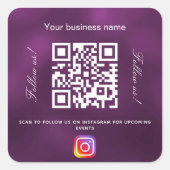 紫色のビジネス名qrコードインスタンス スクエアシール (正面)