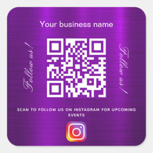 紫色のビジネス名qrコードインスタンス スクエアシール