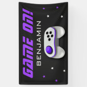 紫色のビデオゲームの誕生会 横断幕 (縦)