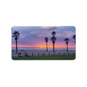 紫色のビーチの夕焼け  ラベル (正面)