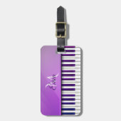 紫色のピアノパーソナライズな音楽荷物のラベル ラゲッジタグ (正面縦)