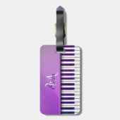 紫色のピアノパーソナライズな音楽荷物のラベル ラゲッジタグ (裏面縦)