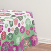 紫色のピンクおよび緑の冬の雪片の休日 テーブルクロス (インサイチュ)