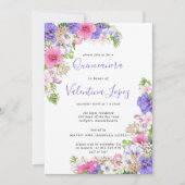 紫色のピンクかわいらしの熱帯キンセアニェラの招待 招待状 (正面)