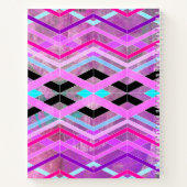 紫色のピンクとアクアジオメトリッククロッシングのストライプ ノートブック (裏面)