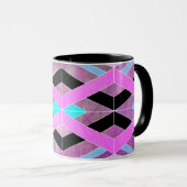 紫色のピンクとアクアジオメトリッククロッシングのストライプ マグカップ (正面右)