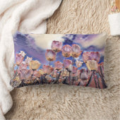 紫色のピンクとオレンジのチューリップ ランバークッション (ブランケット)