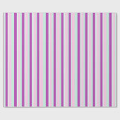 紫色のピンクとティール（緑がかった色）ストライプのギフトラップ ラッピングペーパー (フラット)