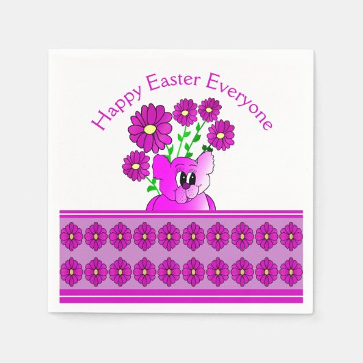 紫色のピンクと白 スタンダードカクテルナプキン (正面)