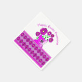 紫色のピンクと白 スタンダードカクテルナプキン (角)