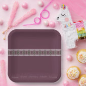 紫色のピンクと緑の正方形 ペーパープレート (パーティー)