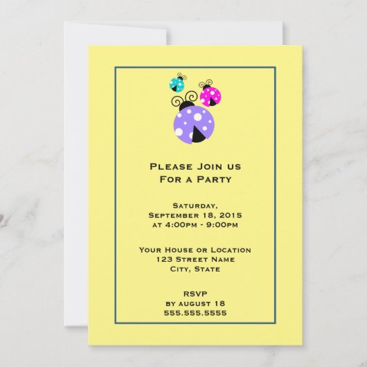 紫色のピンクと青の一般的なパーティー 招待状 (正面)