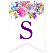 紫色のピンクと青の花ブライダルシャワー バンティングフラッグ (第2の旗)