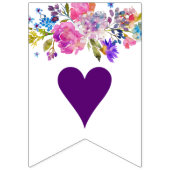 紫色のピンクと青の花ブライダルシャワー バンティングフラッグ (第1の旗)