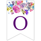 紫色のピンクと青の花ブライダルシャワー バンティングフラッグ (第3の旗)