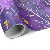 紫色のピンクと黄色のデイジー花柄 ラッピングペーパー (ロールコーナー)