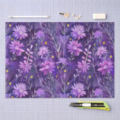 紫色のピンクと黄色のデイジー花柄 薄葉紙 (クラフト)