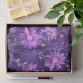 紫色のピンクと黄色のデイジー花柄 薄葉紙 (ギフト)