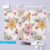 紫色のピンクと黄色の花 薄葉紙 (クラフト)