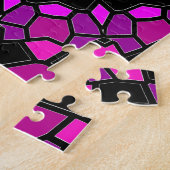 紫色のピンクと黒の万華鏡のように千変万化するパターンパターン ジグソーパズル (側面)