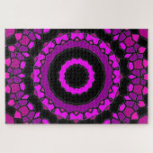 紫色のピンクと黒の万華鏡のように千変万化するパターンパターン ジグソーパズル (横)