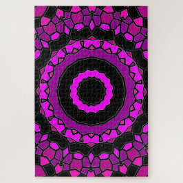 紫色のピンクと黒の万華鏡のように千変万化するパターンパターン ジグソーパズル