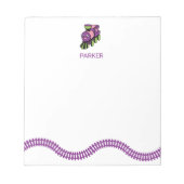 紫色のピンクのおもちゃ列車のパーソナライズされた子供の文房具 ノートパッド (正面)