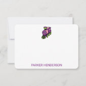 紫色のピンクのおもちゃ列車パーソナルキッズステーショナリー サンキューカード (正面)