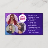 紫色のピンクのアフリカの髪の編み合わせフォトヘアサロン 名刺 (裏面)