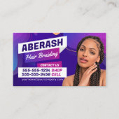 紫色のピンクのアフリカの髪の編み合わせフォトヘアサロン 名刺 (正面)