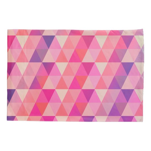 紫色のピンクのオレンジ色の幾何学的な三角形 枕カバー (裏面)